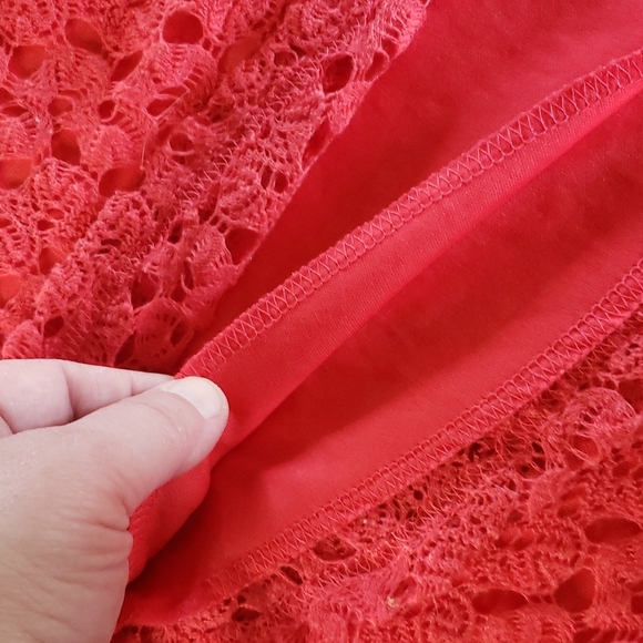 SirenLily Coral Crocheted Midi dress LARGE - Picture 4 of 4
